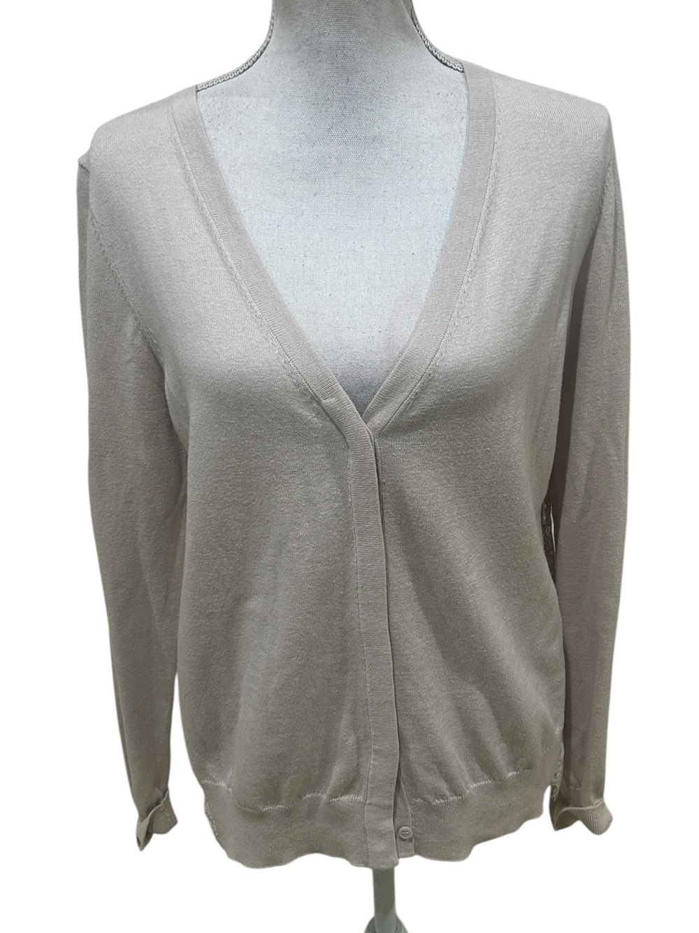 French Connection ivory V-Neck button front cardigan lightweight cotton large